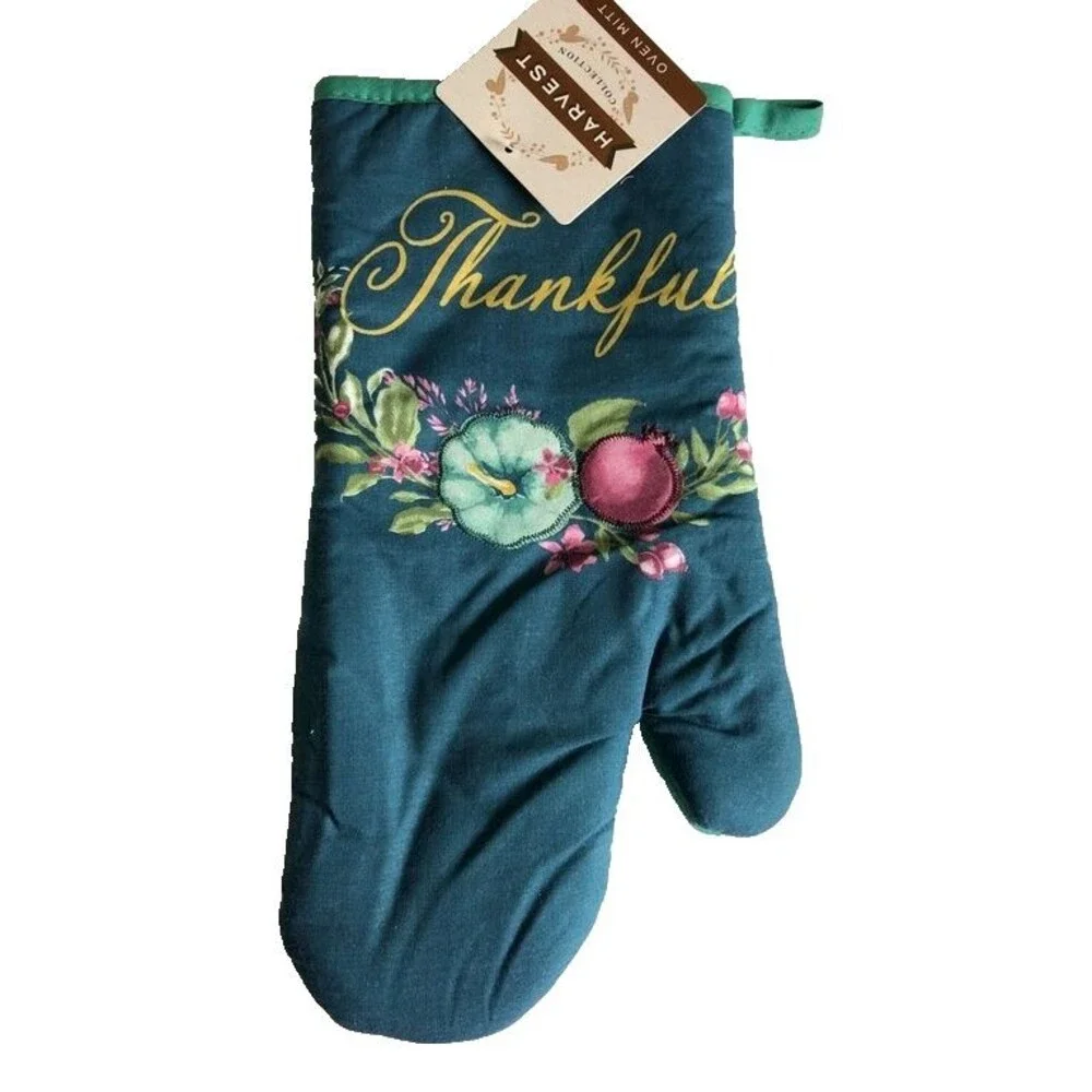 Thankful Kitchen Dish Towel Oven Mitt Potholder Thanksgiving Autumn Fall Set of3